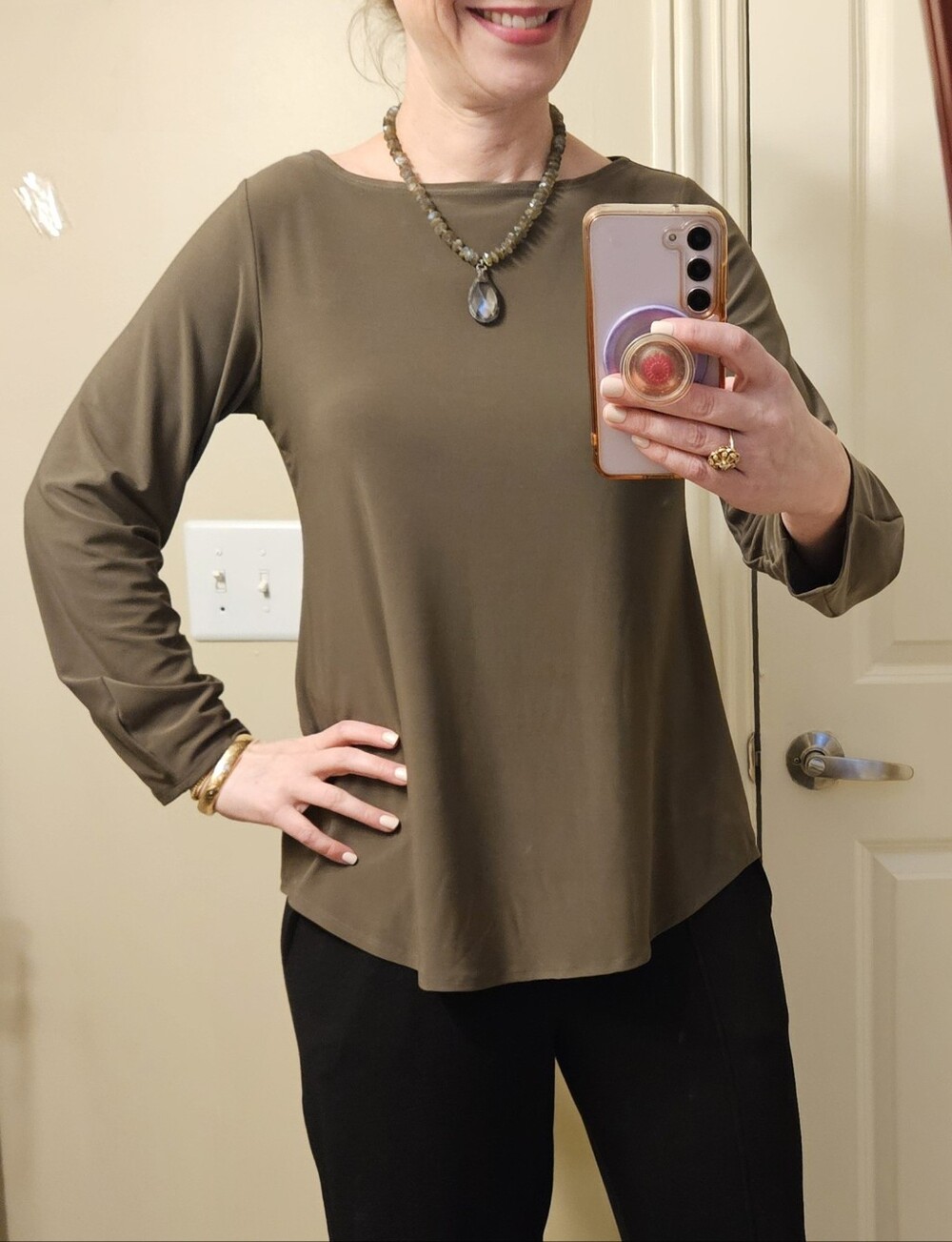 Sympli Tapenade Long Sleeve Crewneck Top